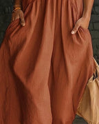 Celeste | Vestido Sin Mangas Cuello Alto Liso