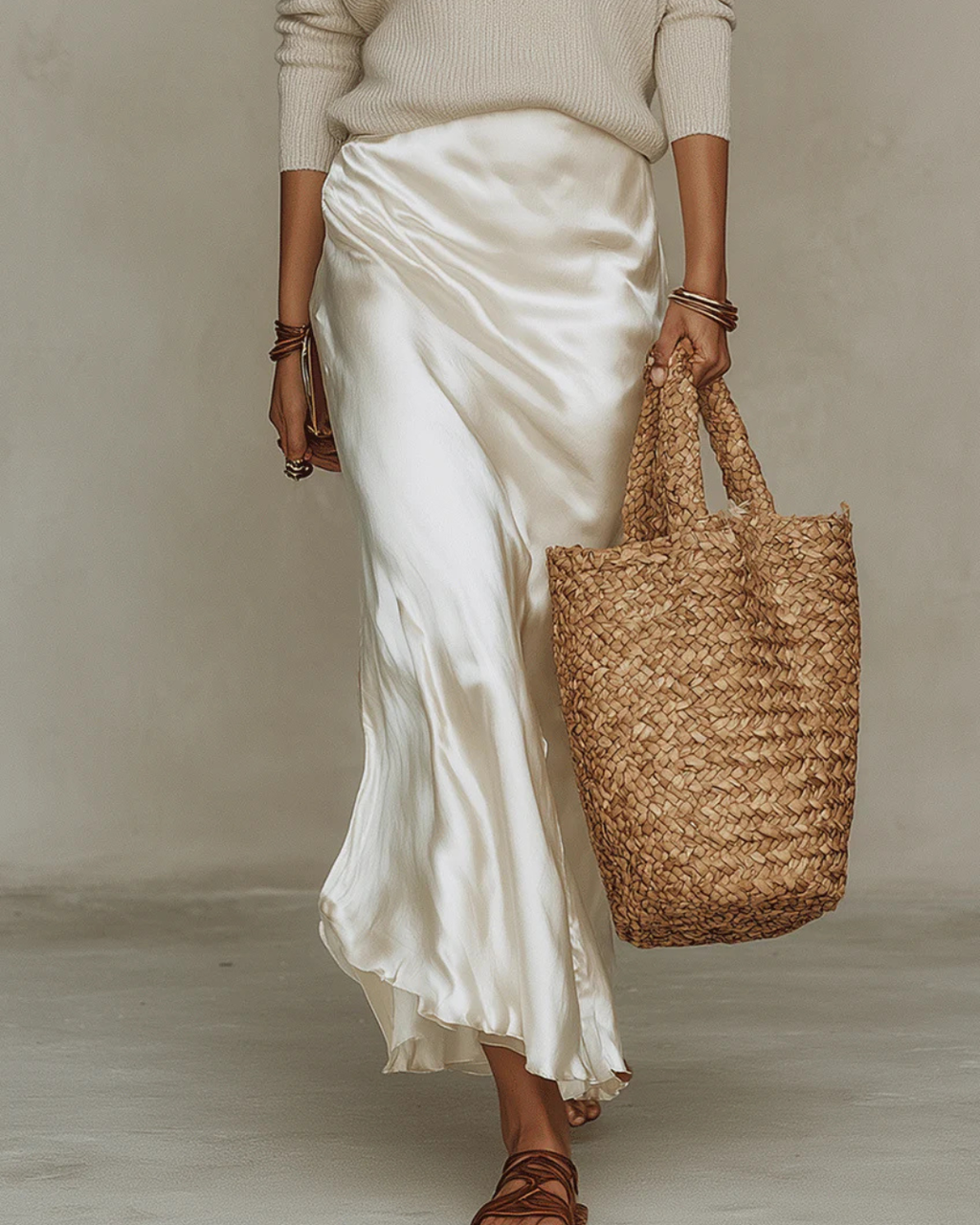 Ludovica | Vestido Midi Satinado con Jersey