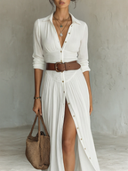 Pia | Vestido Largo con Cuello de Solapa