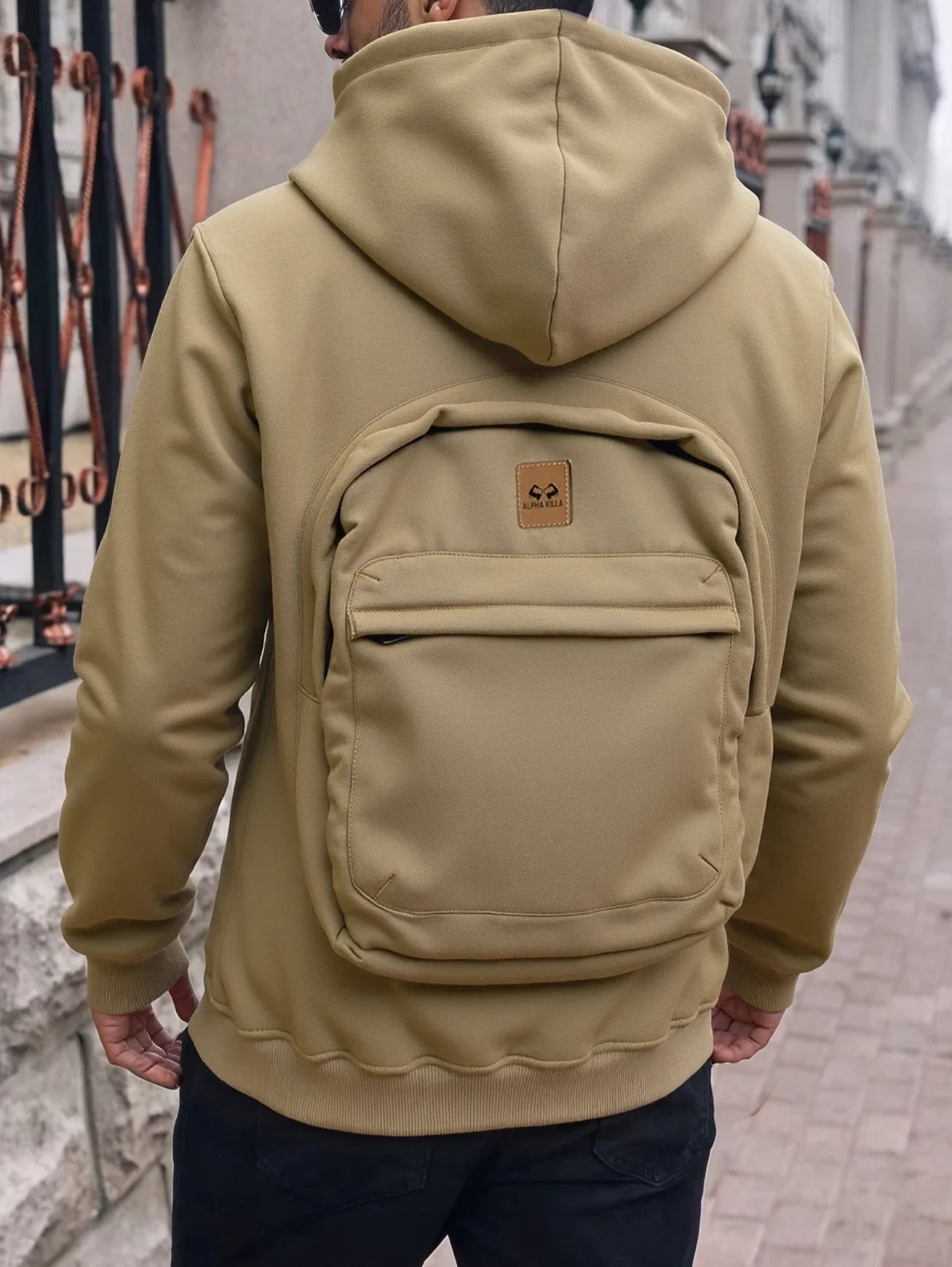 Sudadera Zaino con mochila integrada — Caqui