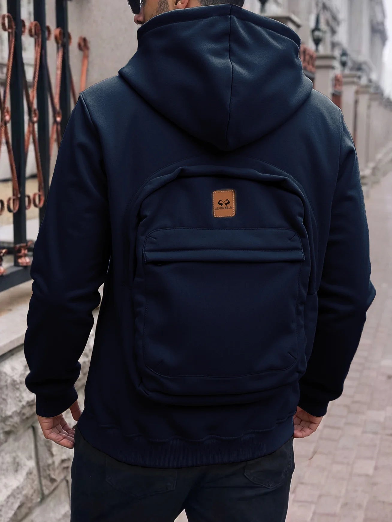 Sudadera Zaino con mochila integrada — Azul marino