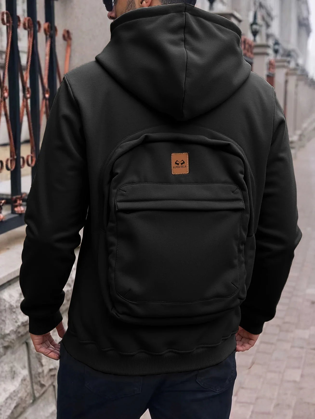 Sudadera Zaino con mochila integrada — Negro