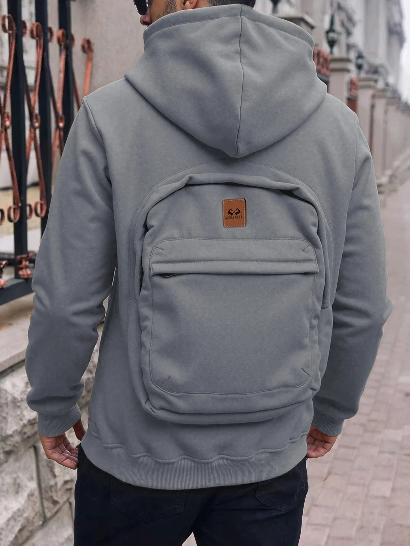 Sudadera Zaino con mochila integrada — Gris