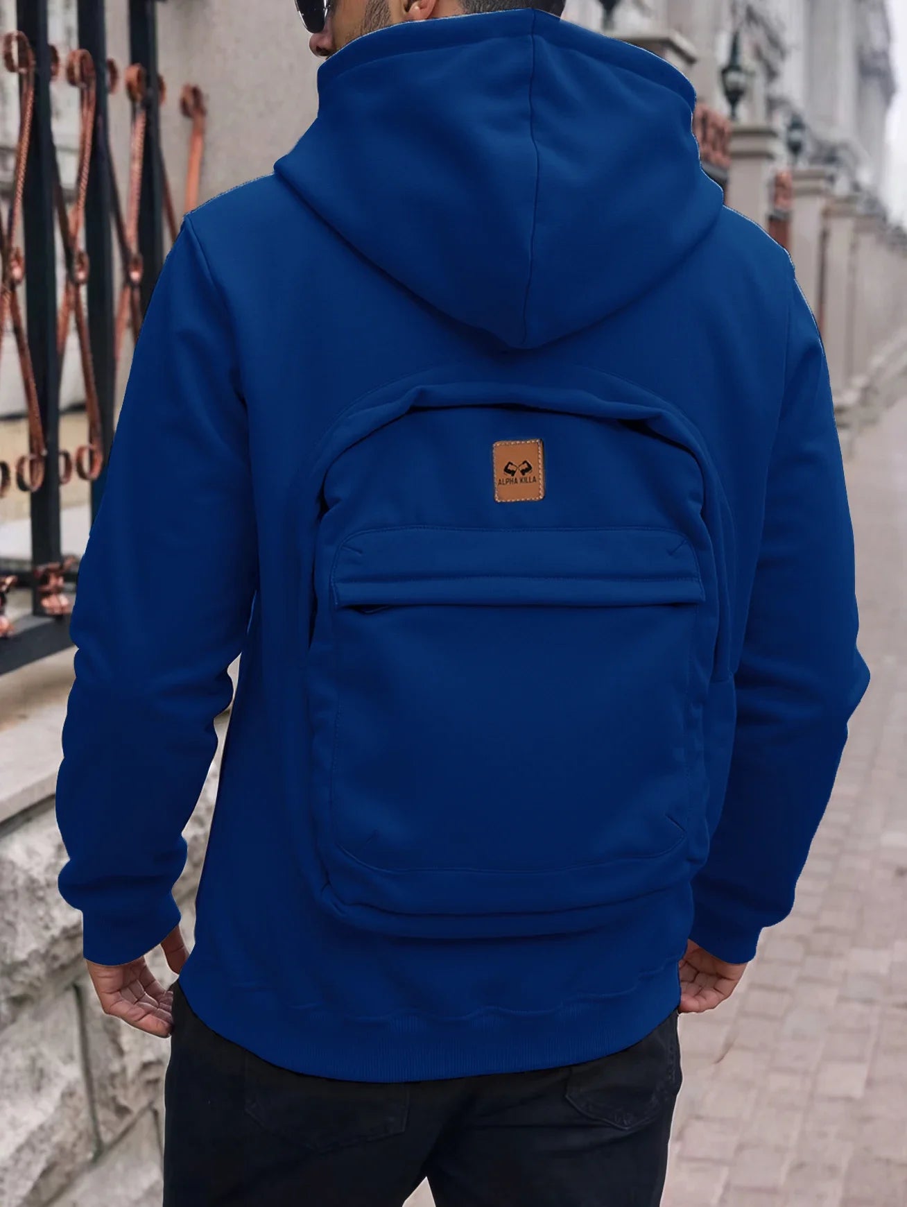 Sudadera Zaino con mochila integrada — Azul