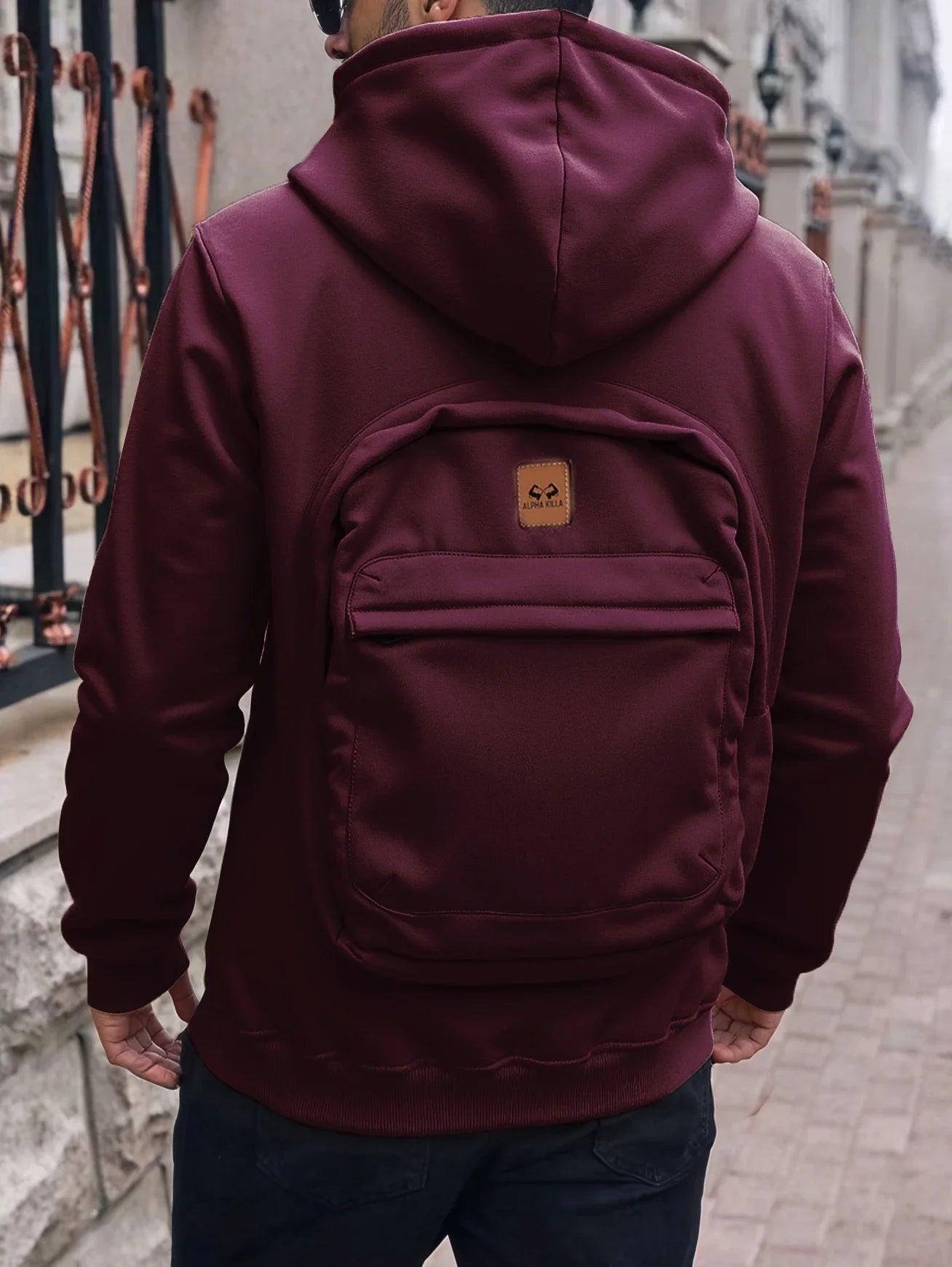 Sudadera Zaino con mochila integrada — Burdeos