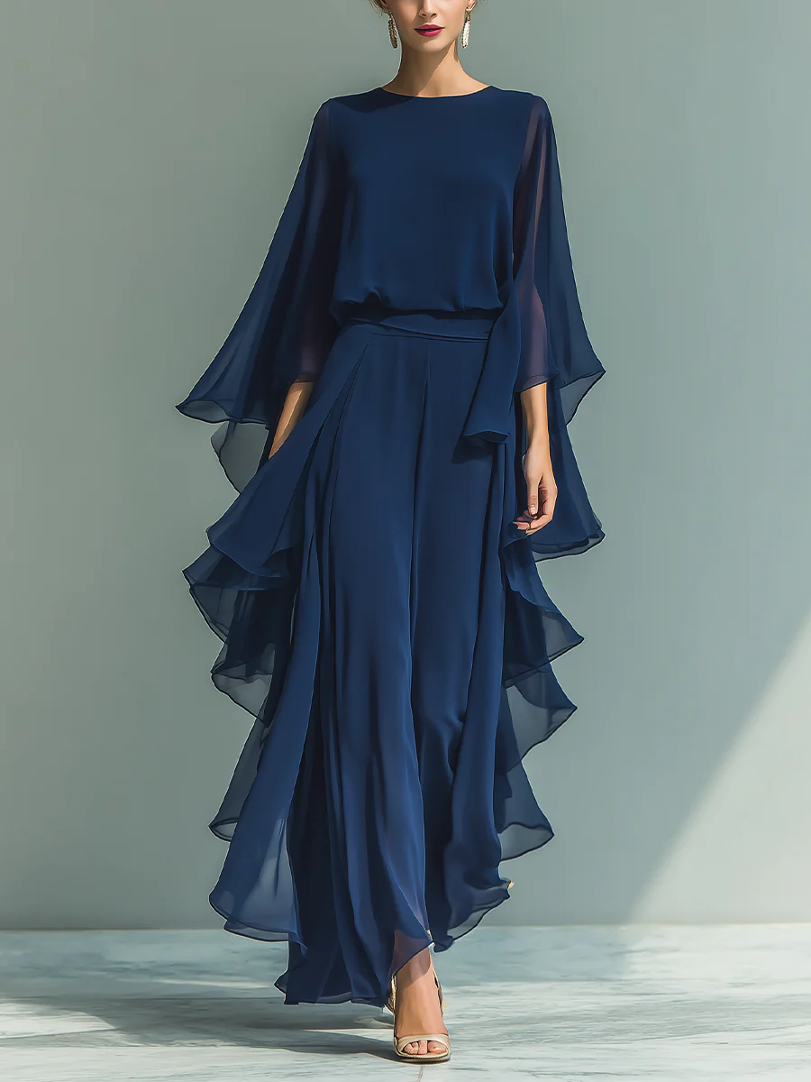 Gaia | Conjunto Elegante en Chifón con Volantes