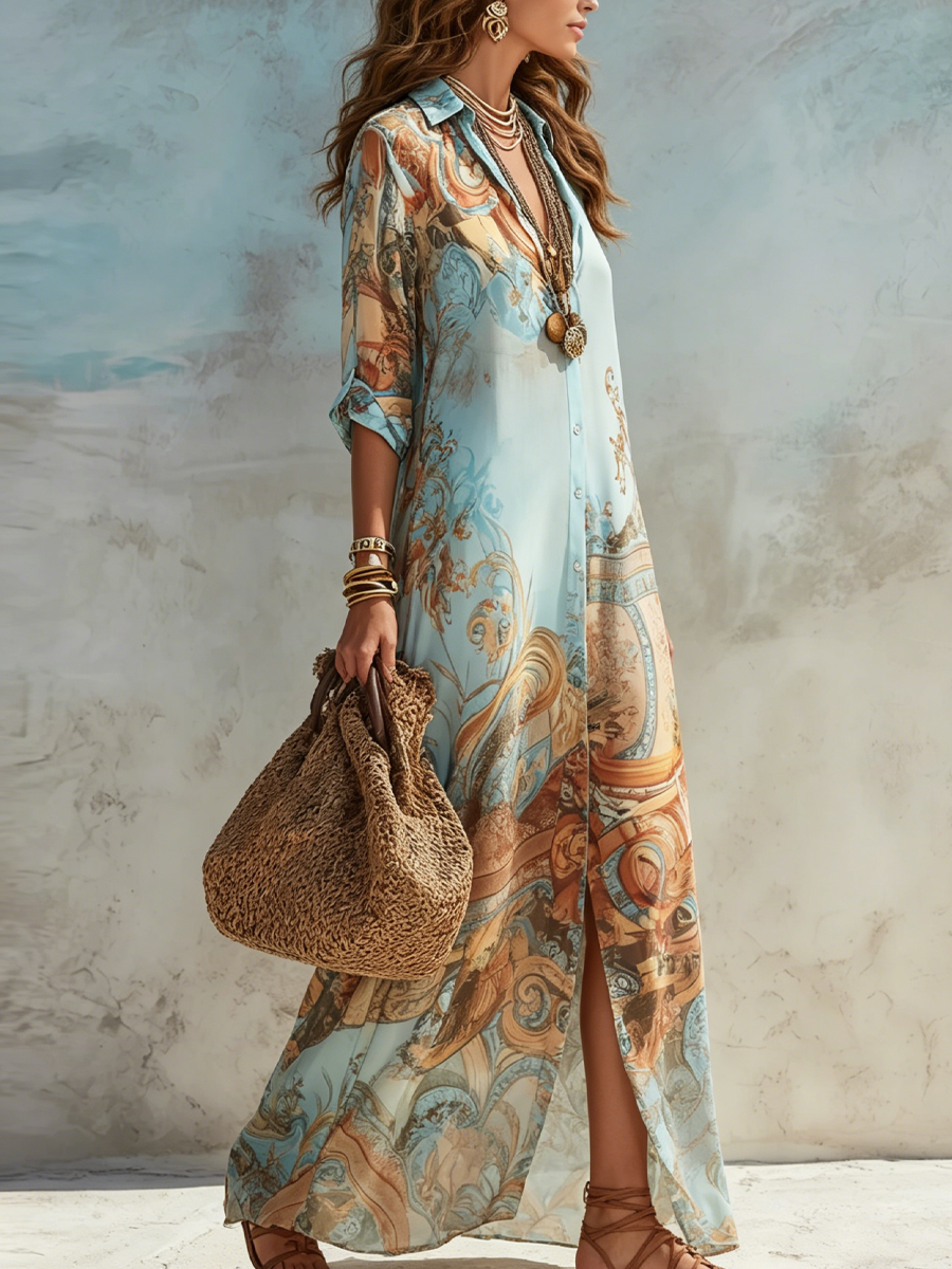 Beatrice | Vestido Camisero Mediterráneo